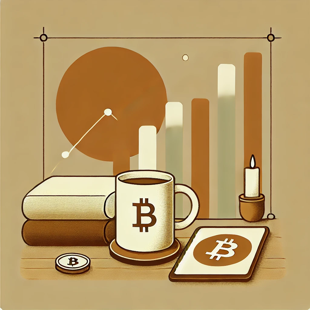 dad coffee mugs used for relaxed crypto investing with a laptop chart